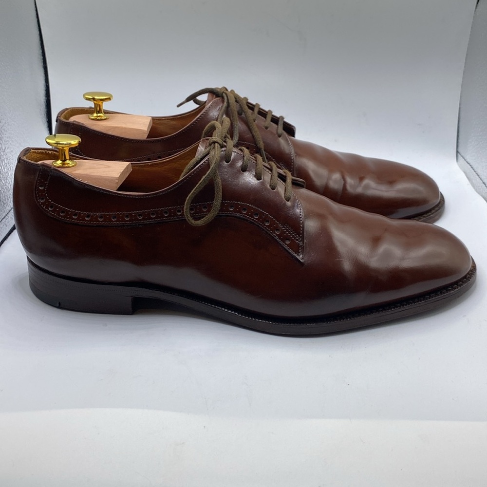 Church's Custom Grade Men Size 11 Brown Leather Plain Toe Derby Dress Shoes - Picture 3 of 16